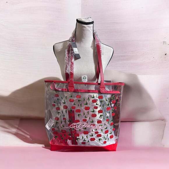Ed Hardy Handbags - Ed Hardy Red Cherries Clear PVC Tote Bag One Size NWT